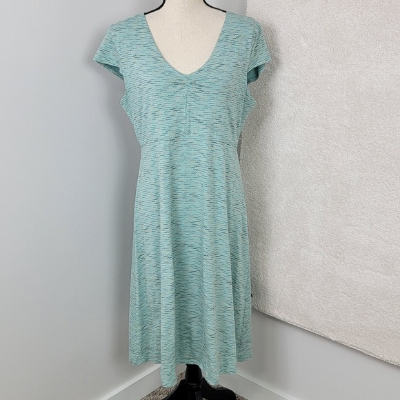 Toad&Co Women's L Seafoam Blue Rosemarie Dress Organic Cotton Midi Boho Dress - Picture 2 of 8